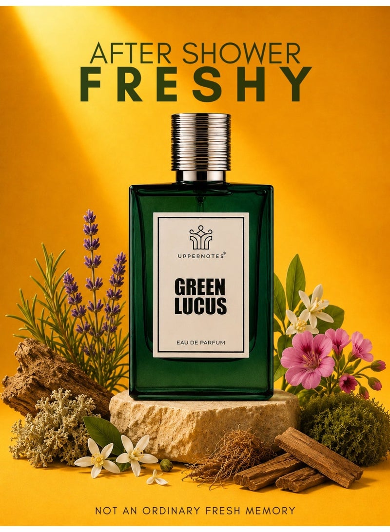 UpperNotes Green Lucas EDP Unisex 80ml | Lavender Neroli Jasmine Vetiver Oakmoss Sandalwood | Fresh Aromatic Green Long Lasting Daily Fragrance UAE - Image 1