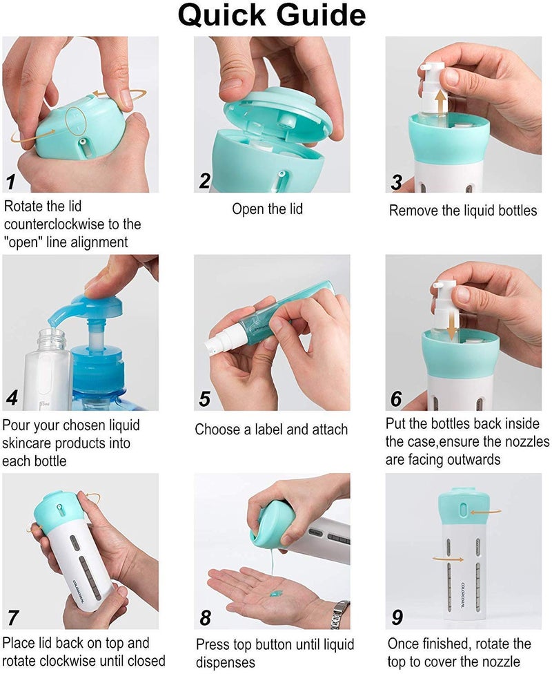 Perfect Pricee 4 in 1 Travel Dispenser Bottle Set Travel Refillable Cosmetic Containers Set Plastic Leak Proof Travel Size Toiletries Liquid Lotion Container Bottle (Multi Color) - Image 3