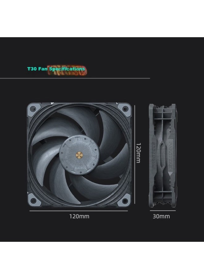 Phanteks T30 12cm High Air Pressure Industrial-grade Cooling Fan, 3-pack - Image 3