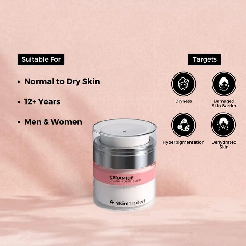 Skininspired SkinInspired Ceramide Moisturizer Cream, For Inflammation, Barrier Repair, Eczema, Psoriasis | Face Moisturiser For Normal to Dry Skin & Moisturizing Cream for women & men (50g)