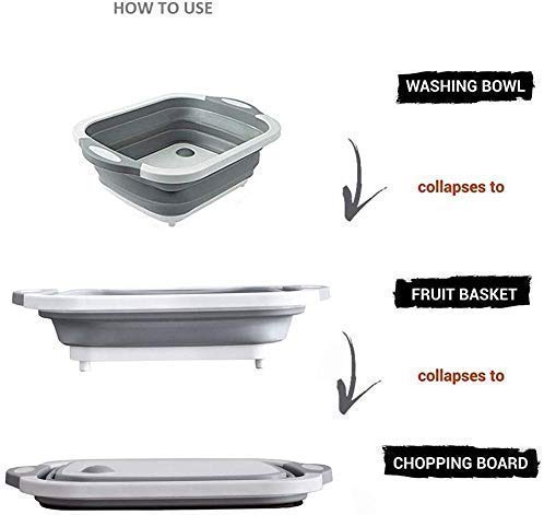 TI AMO Cutting Chopping BoardWashing BowlFruit Vegetable Basket MultipurposeRandom Color 3 in 1 Chopping Board - Image 5