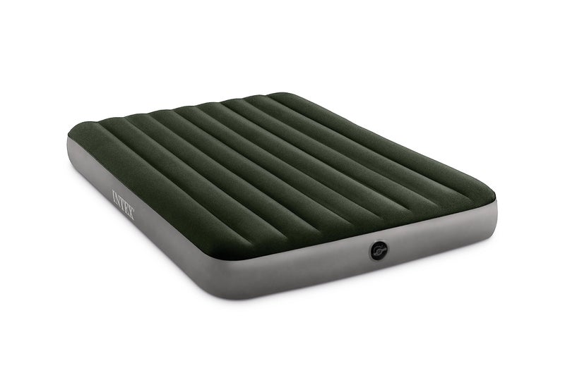 Intex Polyvinyl Chloride (PVC) Dura-Beam Standard Series Prestige Downy Airbed with Battery Pump, Queen, Double, Green - Image 1