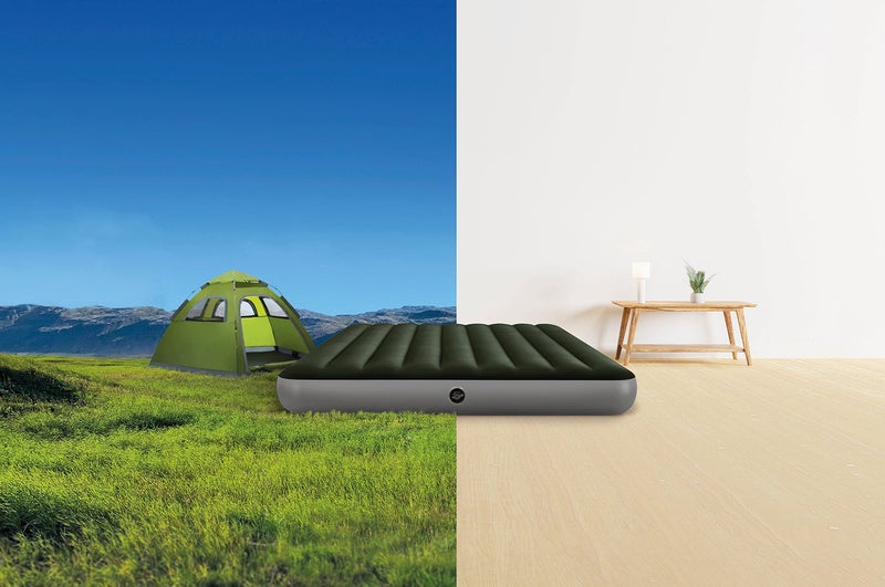 Intex Polyvinyl Chloride (PVC) Dura-Beam Standard Series Prestige Downy Airbed with Battery Pump, Queen, Double, Green - Image 4