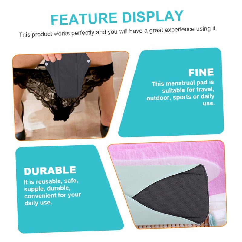 OUNONA 4 Pack Washable Menstrual Pads for Women Reusable Lightweight Breathable Sanitary Napkins Comfortable Nursing Mats for Travel and Daily Use Black - Image 3