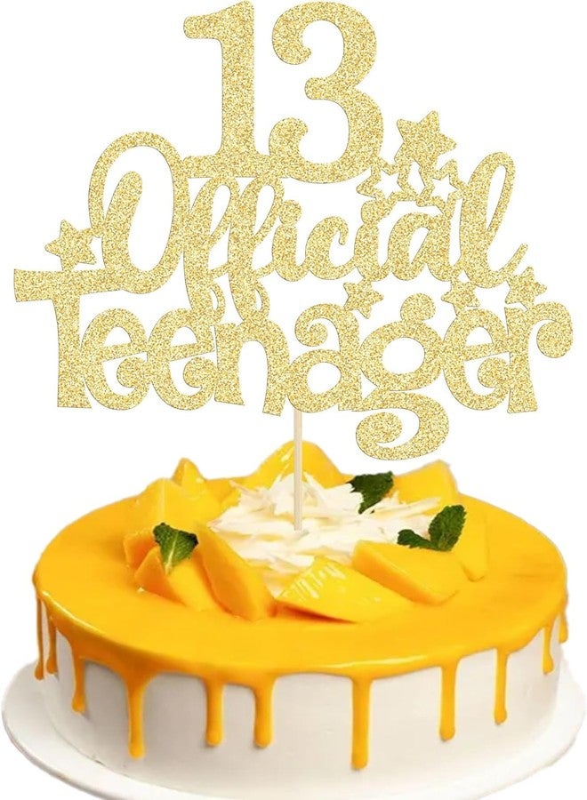 SVM CRAFT® Gold official 13 Teenager birthday cake topper 13th birthday cake topper, Official Teenager - Image 1