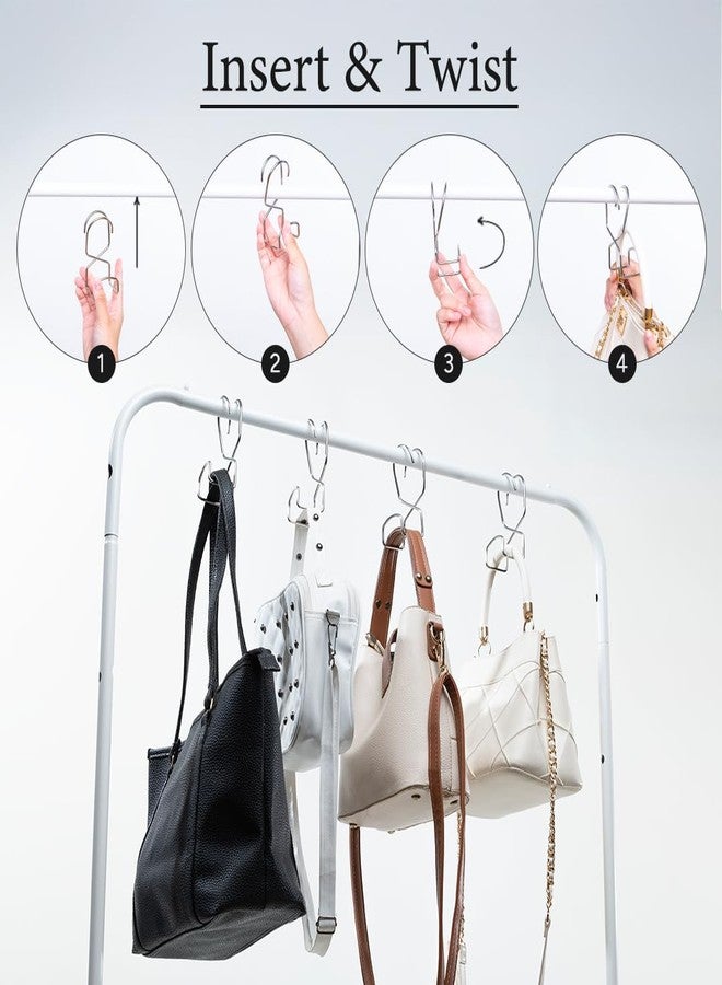 Wiosi Metal Purse Hanger Closet Set of 4 - Anti-Fall Heavy Duty Bag Organizer Hooks for Handbags, Backpacks & Totes, Durable Space Saving Bag Holder and Closet Hook - Image 5