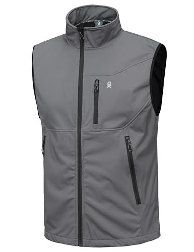 Little Donkey Andy Men's Lightweight Softshell Vest Windproof Sleeveless Jacket for Travel Hiking Running Golf Gray XL - Image 1