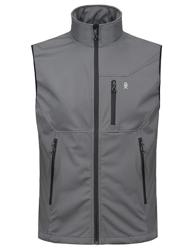 Little Donkey Andy Men's Lightweight Softshell Vest Windproof Sleeveless Jacket for Travel Hiking Running Golf Gray XL - Image 3