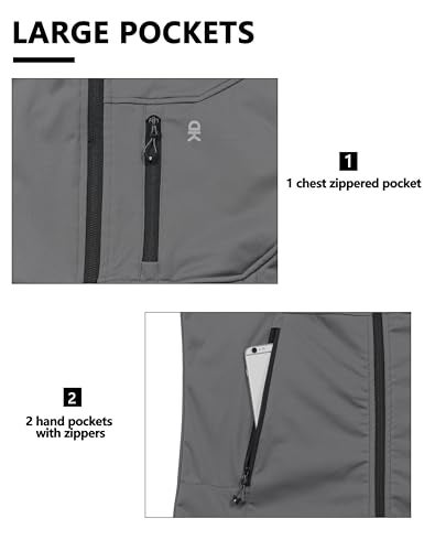 Little Donkey Andy Men's Lightweight Softshell Vest Windproof Sleeveless Jacket for Travel Hiking Running Golf Gray XL - Image 5