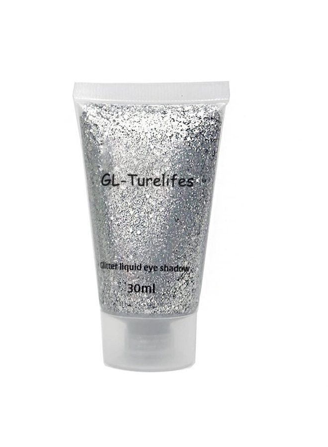 GL-Turelifes 30ml Sequins Chunky Glitter Liquid Eyeshadow Glitter Body Gel Festival Glitter Cosmetic Face Hair Nails Makeup Long Lasting Sparkling Easy to Apply, Easy to Remove (#06 Sliver) - Image 1