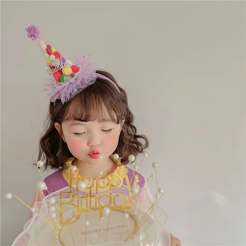 Kids Party Photo Prop Purple Ball Hair Hoop 