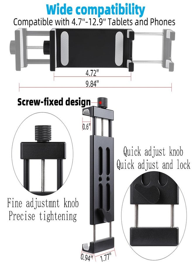 Leenconghui Aluminum Tablet Holder for Mic Stand, Side Mount Microphone Music Stand for All iPad, 360° Rotatabe Tablet Stand with Super Clamp Compatible for iPad Pro 12.9, Air, Mini, Galaxy Tabs, 4.7-15" Tablets - Image 5
