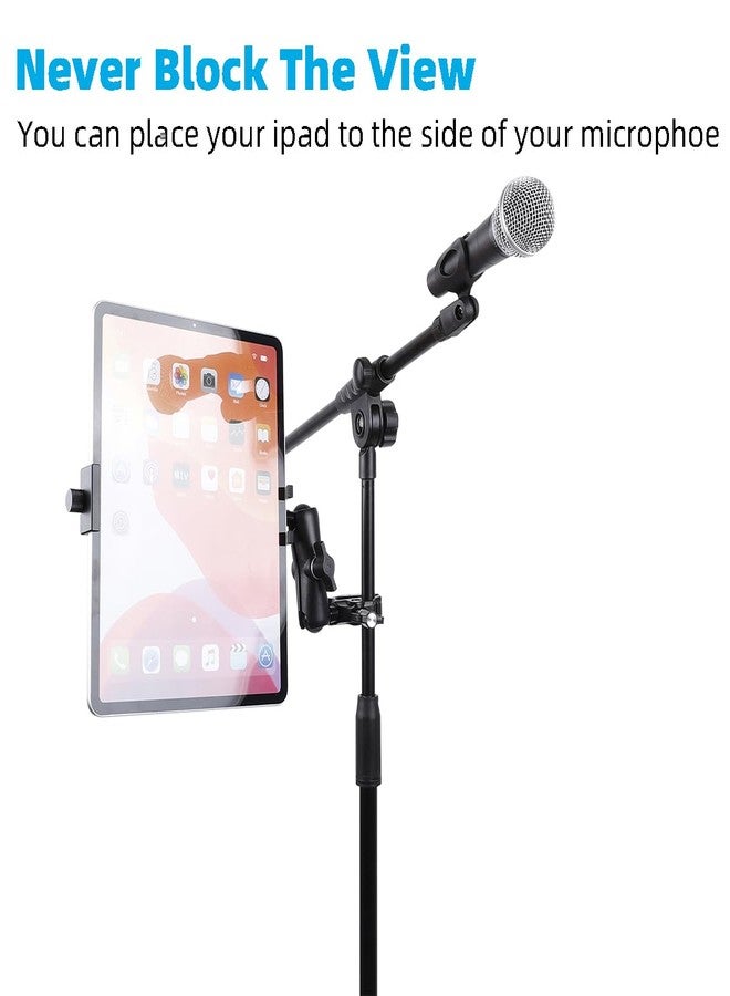 Leenconghui Aluminum Tablet Holder for Mic Stand, Side Mount Microphone Music Stand for All iPad, 360° Rotatabe Tablet Stand with Super Clamp Compatible for iPad Pro 12.9, Air, Mini, Galaxy Tabs, 4.7-15" Tablets - Image 2