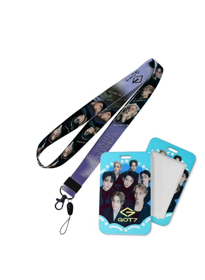NIBEMINENT 1 - Piece GOT7 Kpop Photo Card Holder Pendant Key Chain ID Badge Holder ID Card Holder Photo Card Protector for School ID Office ID Access Card for Women Girls