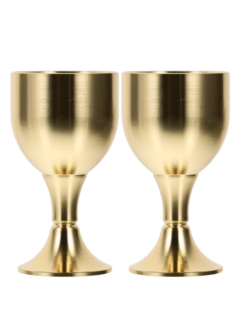 Excefore - Vintage Copper Wine Cup, 2 Pcs Cup Metal Wine Cup, Brass Chalice Goblet, Meditation Bowl Tea Cup, Vintage Chalice Glasses, Multi-function Offering Cup, Pure Brass Holy Water - Image 1