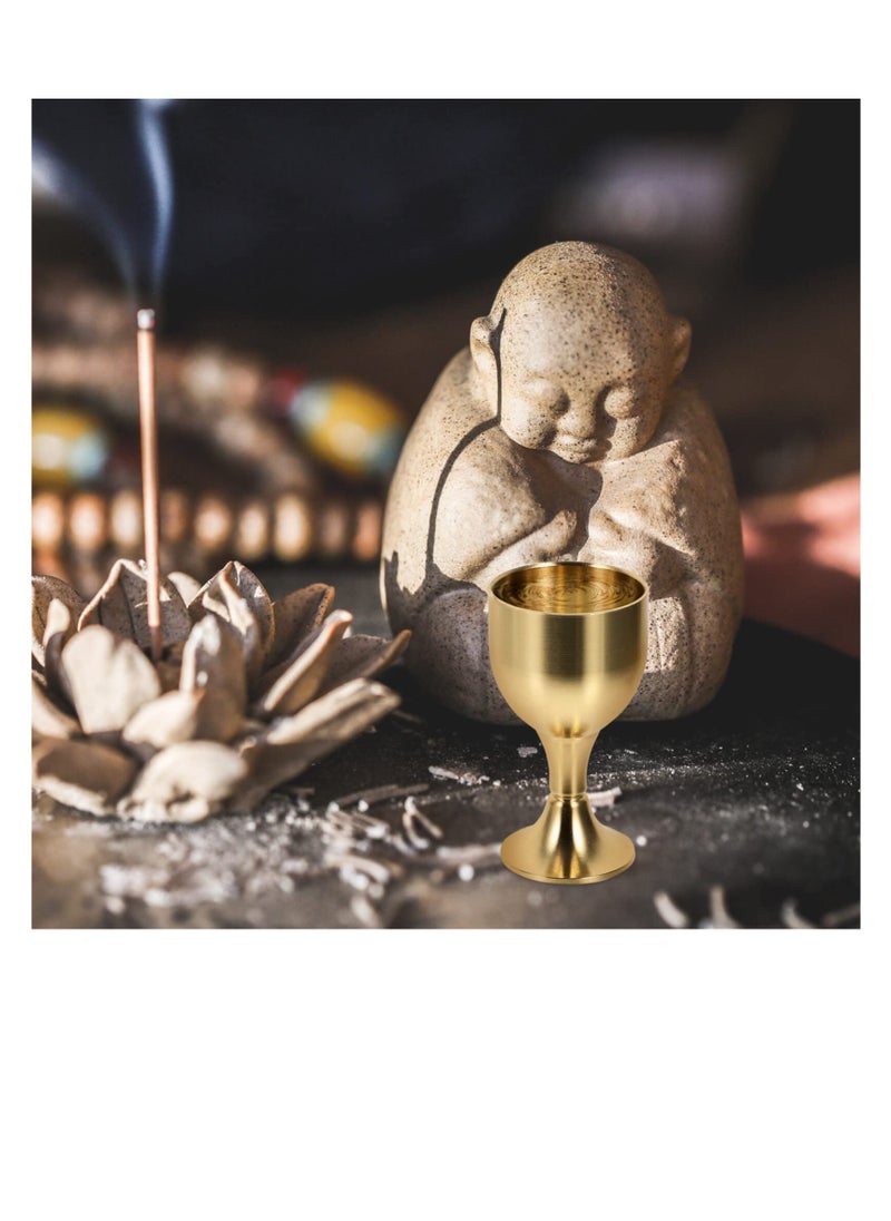 Excefore - Vintage Copper Wine Cup, 2 Pcs Cup Metal Wine Cup, Brass Chalice Goblet, Meditation Bowl Tea Cup, Vintage Chalice Glasses, Multi-function Offering Cup, Pure Brass Holy Water - Image 1