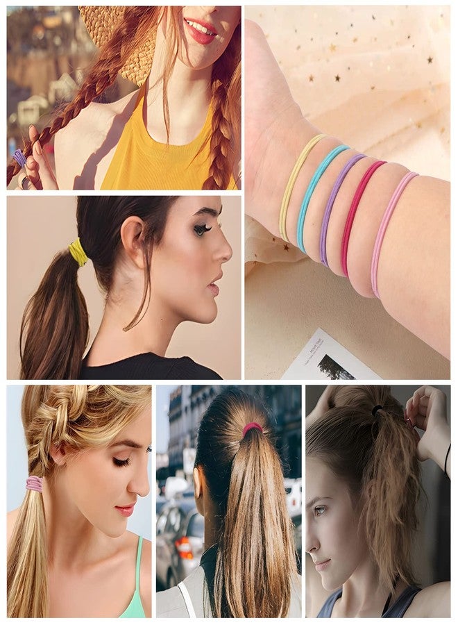 Unaone Hair Elastics Ties, 300 PCS Stretchable Rubber Hair Band No Crease Hair Band 2mm for Thin Hair, Suitable for Women, Men, Girls and Boys - Image 5