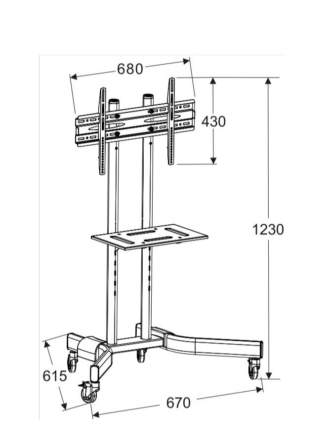 Hamood Tv stand 32 inch to 65 inch Tv supported adjustable Tv height, strong wheels with break, shelf receiver height adjustable ham-903 LOADING CAPACITY 50KG  - Image 3