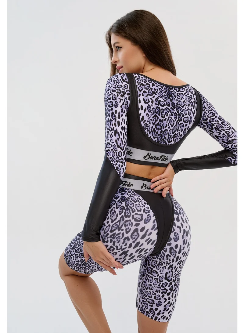 Bona Fide Aerobica Cycling Snow Leo Bona Fide Premium Quality High Waist Biker Shorts for Women with Push Up - Womens Shorts for Gym, Workout for Women | Best Price UAE