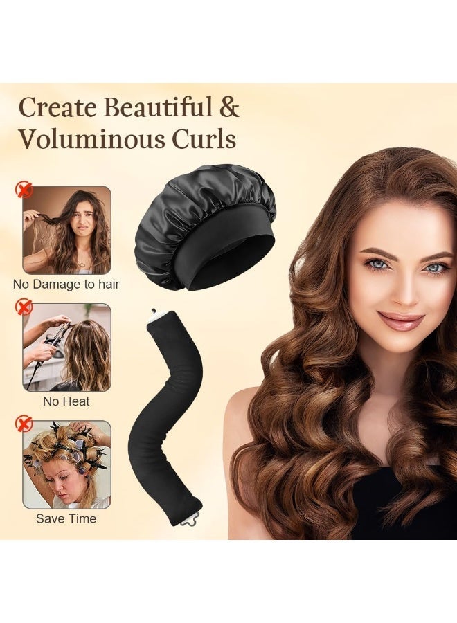 Zesen Heatless Hair Curler - 4Pcs Satin Covered Heatless Hair Curlers with Cap and Satin Scarf for Overnight Curls | Flexi Rods for Heatless Curls | No Heat Hair Curlers to Sleep In |Curling Rod Curlers for for Women All Types of Hair - Image 5