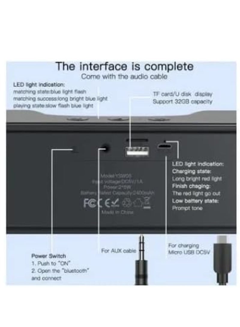 YESIDO YSW05 Rechargeable Stereo Bass Bluetooth 5.0 Speaker Music Player Subwoofer Support TF U-Disk. - Image 4