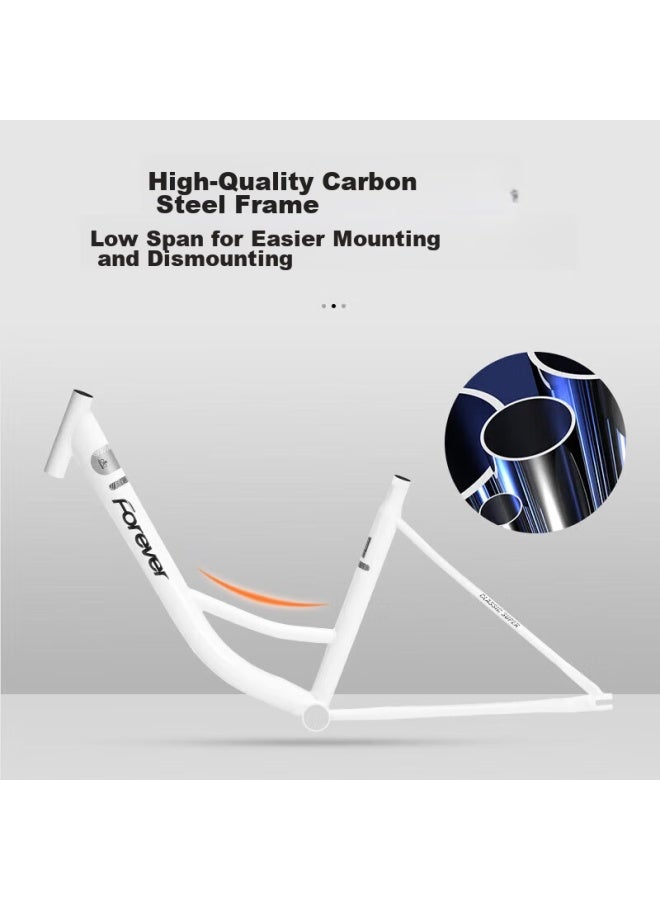 Forever Yongjiu City Bicycle, 26-inch Low-step, For Men And Women, Adult, Student, Youth, Commuter Bike, Leisure Bicycle, White - Image 1