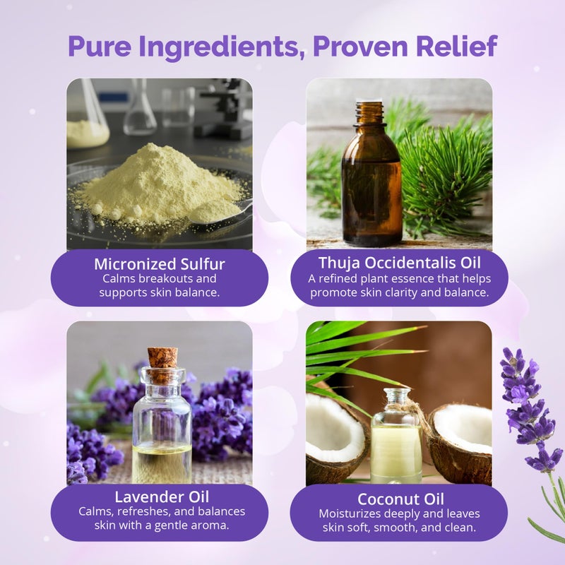 Naturasil Sulfur Lavender Soap Bar Natural Skin Treatment for Acne, Bug Bites, Warts Treatment, Viral Bumps, Nodes & Itching | for Kids & Adults |113 grams - Image 5