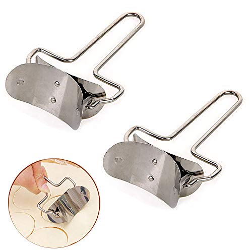 EORTA 2 Pieces Stainless Steel Pastry Rolling Cutter Circle Dough Blade Roller Dumpling Wrapper Mould Pie Ravioli Empanada Pierogi Calzone Making Tools for Home Kitchen DIY Gift Dia7 cm