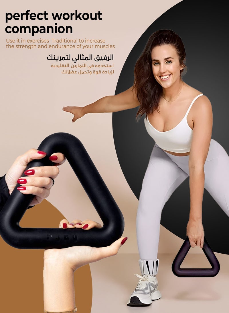 تمدد وزن المثلث - دامبل مبتكر بوزن 4.5 كجم مع قبضة مزدوجة مريحة | دمبل تدريب القوة للاستقرار وتمارين متنوعة | مصنوع من السيليكون الناعم - Image 5