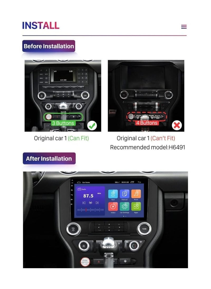 SHEZA STAR Android Screen For Ford Mustang 2015 To 2019 2GB RAM 32GB Memory Support Apple Carplay Android Auto Full HD Touch Screen 9 Inch built In Bluetooth USB Radio WiFi Play Store Backup Camera included  - Image 4