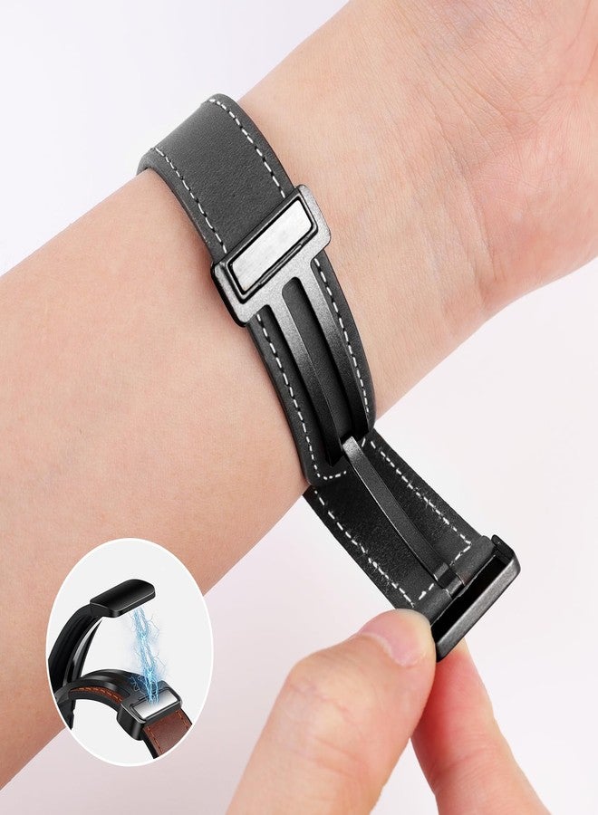 NPET Classic Stitched Genuine Leather Watch Band - Clean Design with Magnetic Buckle - Compatible with Watch Ultra SE2 SE Series 8 7 6 5 4 3 2 1 - Image 3