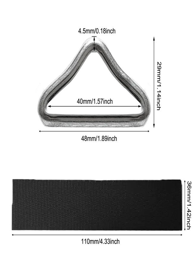 SquEqu 20 Pack Trampoline Triangles Buckle Replacement Stainless Steel Triangle Ring with Sewing Straps Connector for Outdoor Trampoline Springs Indoor Fitness Rebounder Trampoline Mat Round Frame - Image 2
