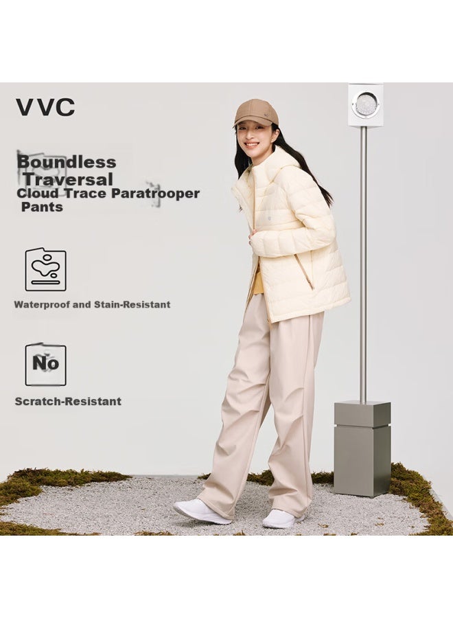 Vvc Women's Casual Warm Outdoor Hiking Cargo Pants Cream Beige L - Image 1