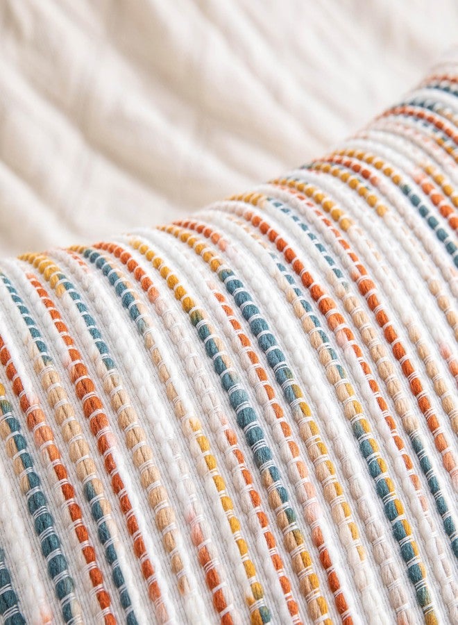 KOOLIFE Boho Couch Throw Pillow Covers 18x18 Inch Set of 2 Yellow Orange Striped Decorative Pillow Covers Chenille Accent Pillowcase Farmhouse Cushion Covers for Home Decor Sofa Living Room Bedroom - Image 3