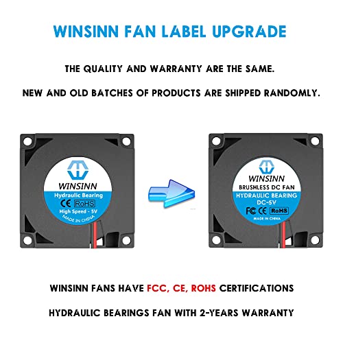 WINSINN 40mm Blower Fan 5V, 3D Printer Micro 5 Volt Fans Blower 4010 Hydraulic Bearing, with Air Guide Parts, 40mmx10mm 2PIN (Pack of 5Pcs) - Image 3