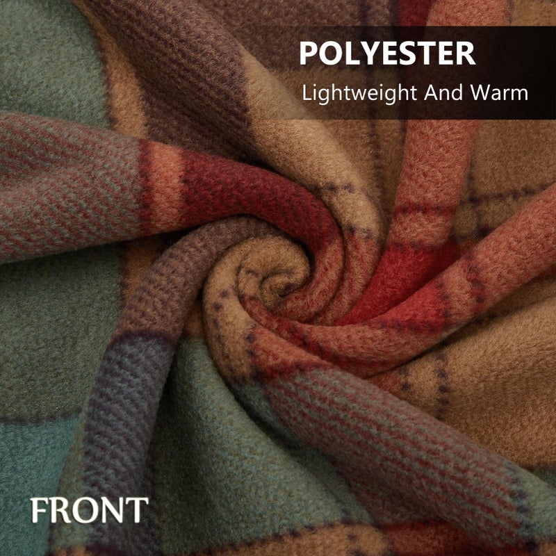 forestfish Fleece Wearable Blanket, Plaid Lap Blanket Comfy Poncho Throw with Buttons for Bed Sofa Office - Image 5