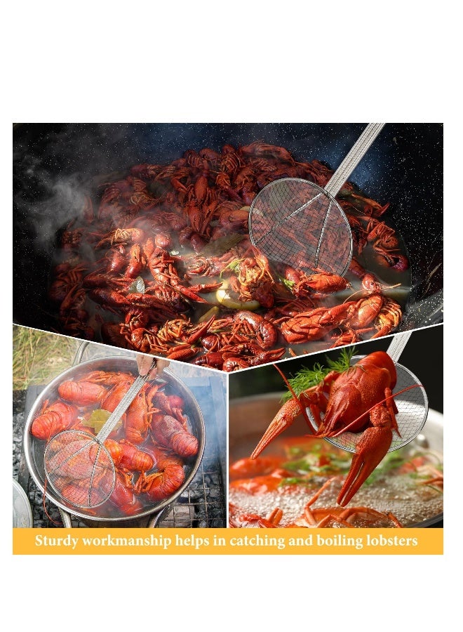 2 Pcs Stainless Steel Round Skimmer, 16 Inch Nickel Plated Wire Stainless Steel Food Strainer Skimmer Spoon Kitchen Spider Skimmer Strainer With Handle, for Cooking Deep Fryer, Pasta, Egg, Fat  - Image 5