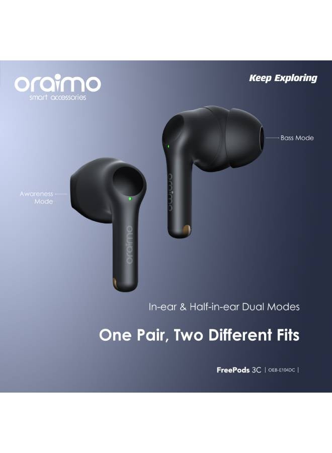 أورايمو FreePods 3C ENC إلغاء الضوضاء، صوت جهير قوي 4 ميكروفونات، وقت تشغيل طويل، سماعات أذن لاسلكية حقيقية مقاومة للماء IPX5، عبر التطبيق - Image 2