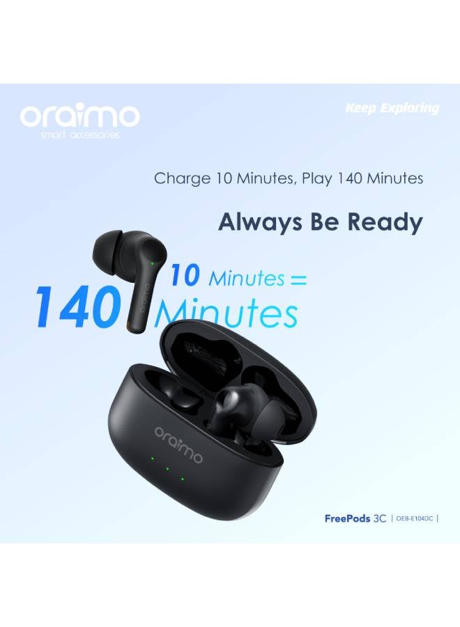 أورايمو FreePods 3C ENC إلغاء الضوضاء، صوت جهير قوي 4 ميكروفونات، وقت تشغيل طويل، سماعات أذن لاسلكية حقيقية مقاومة للماء IPX5، عبر التطبيق - Image 4