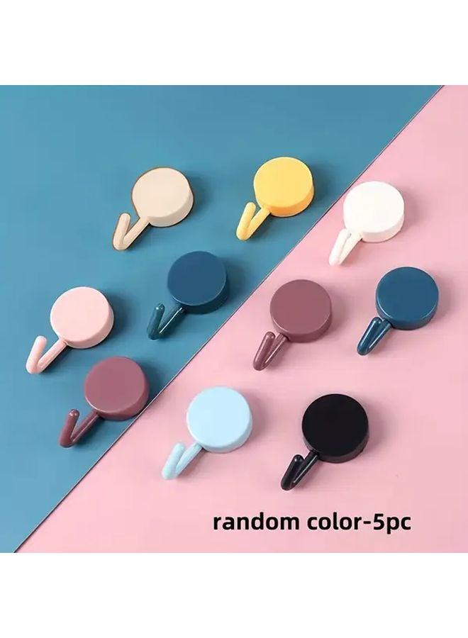 5pcs Heavy Duty Wall Mounted Coat Hooks Nail Free Installation Space Saving Organizer - Image 1