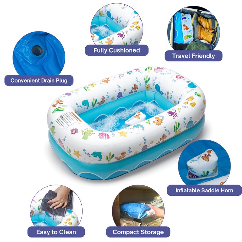 Mommy's Helper | Inflatable Under The Sea Baby Bathtub, Collapsible Safe Baby Bath Tub with Anti-Sliding Saddle Horn Seat, Must Have Travel Toddler Bath, Portable Bathtub Recommended Months 6 to 24 - Image 5