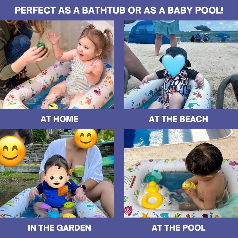 Mommy's Helper | Inflatable Under The Sea Baby Bathtub, Collapsible Safe Baby Bath Tub with Anti-Sliding Saddle Horn Seat, Must Have Travel Toddler Bath, Portable Bathtub Recommended Months 6 to 24 - Image 3