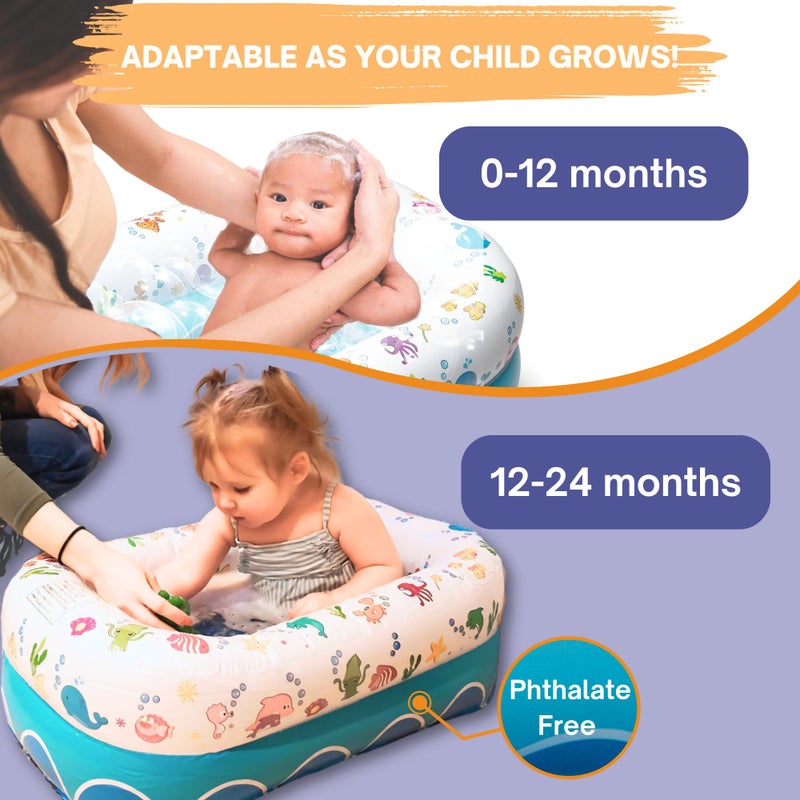 Mommy's Helper | Inflatable Under The Sea Baby Bathtub, Collapsible Safe Baby Bath Tub with Anti-Sliding Saddle Horn Seat, Must Have Travel Toddler Bath, Portable Bathtub Recommended Months 6 to 24 - Image 2