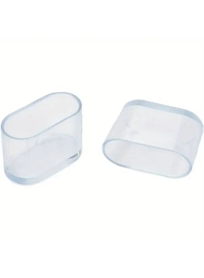 4pcs Clear Oval Chair Leg Covers 15X30MM Anti Slip Scratch Noise Proof Floor Protectors - Image 2