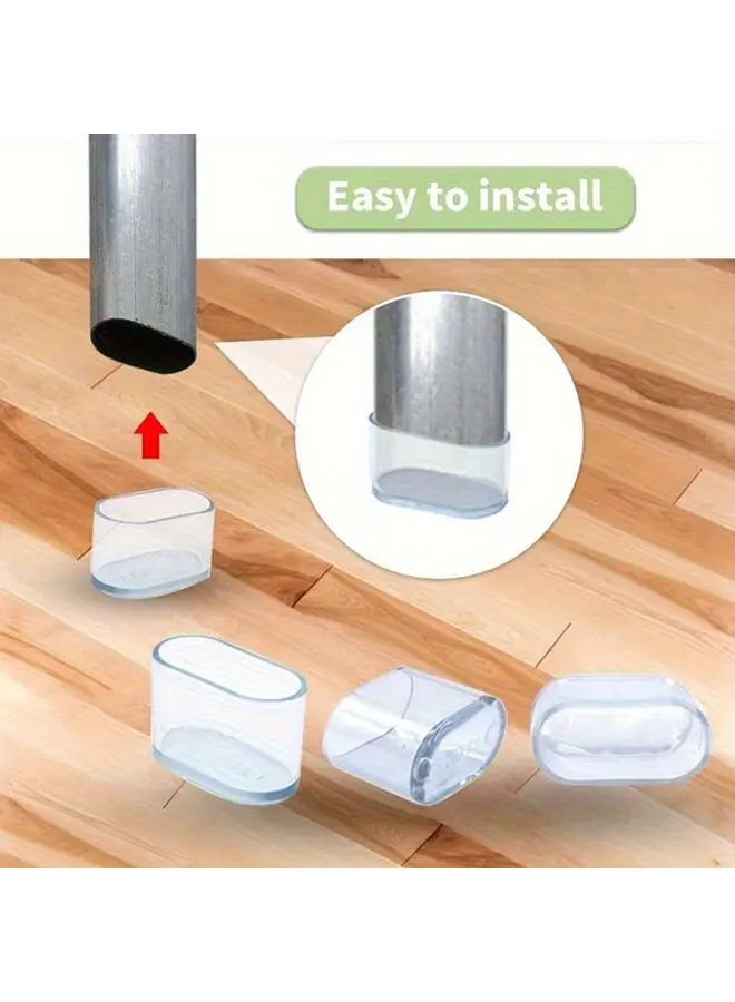 4pcs Clear Oval Chair Leg Covers 15X30MM Anti Slip Scratch Noise Proof Floor Protectors - Image 4