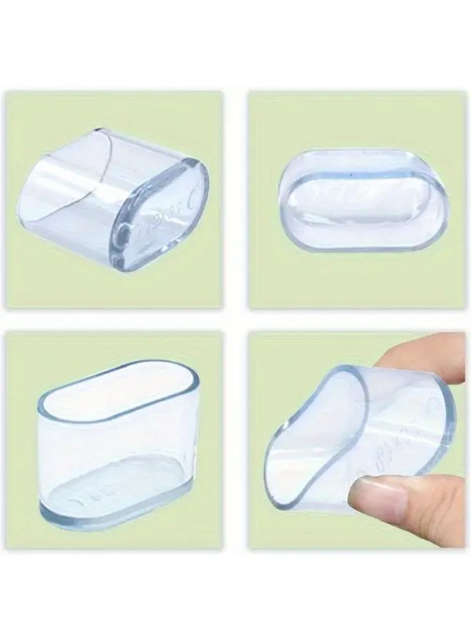 4pcs Clear Oval Chair Leg Covers 15X30MM Anti Slip Scratch Noise Proof Floor Protectors - Image 3