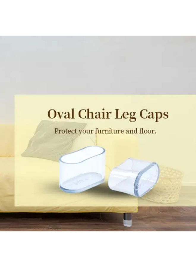 4pcs Clear Oval Chair Leg Covers 15X30MM Anti Slip Scratch Noise Proof Floor Protectors - Image 1