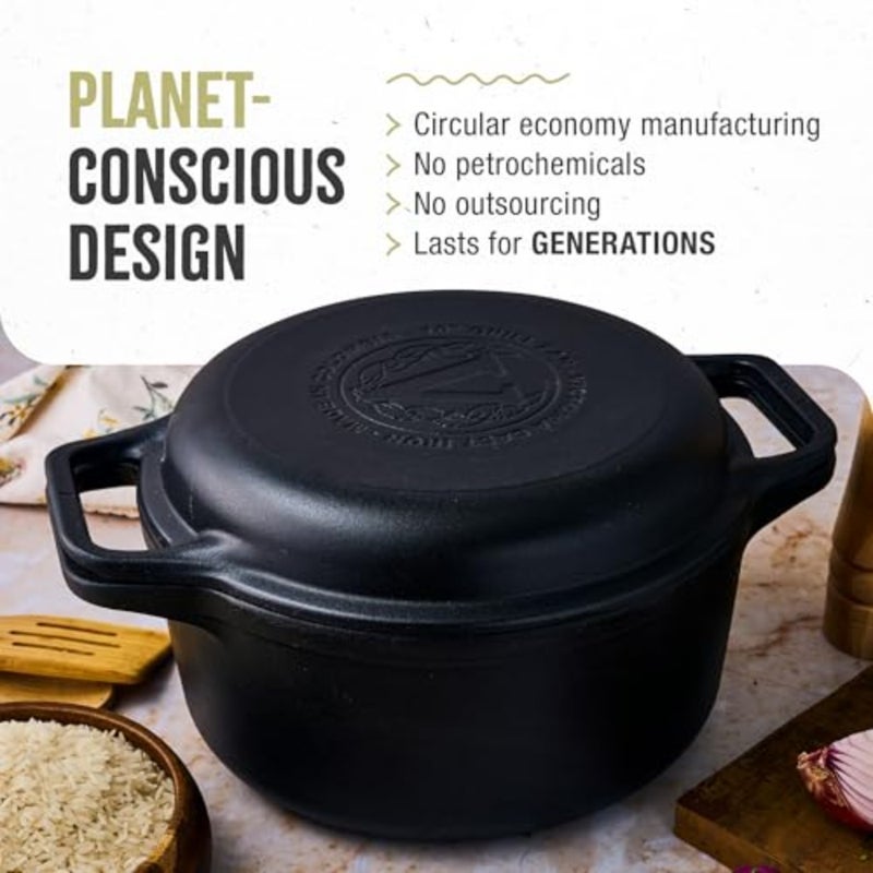 6-Quart Cast Iron Combo Cooker, Combination Dutch Oven and Skillet, Made in Colombia, 2-Piece Set - Image 5