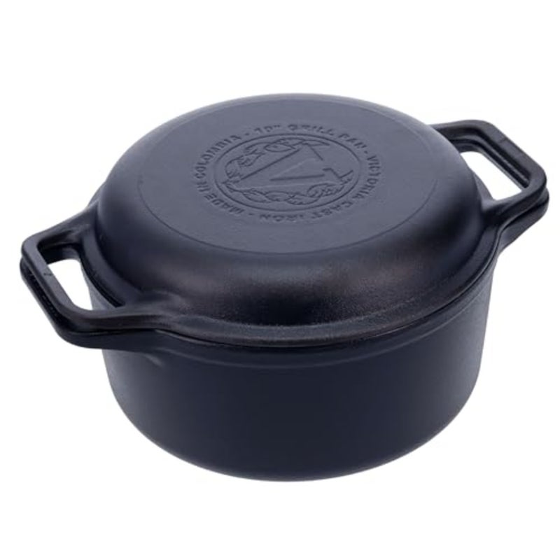 6-Quart Cast Iron Combo Cooker, Combination Dutch Oven and Skillet, Made in Colombia, 2-Piece Set - Image 1