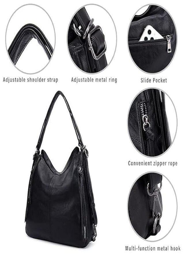 Blikiz® Handbag for Woman or Girl with Detachable Strap & Wallet Purse for Women Handbag with Improve Zipper (Black) - Image 4